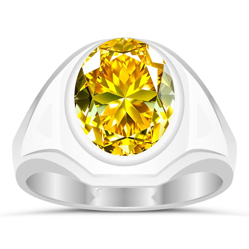 R18 Yellow Sapphire Silver Ring